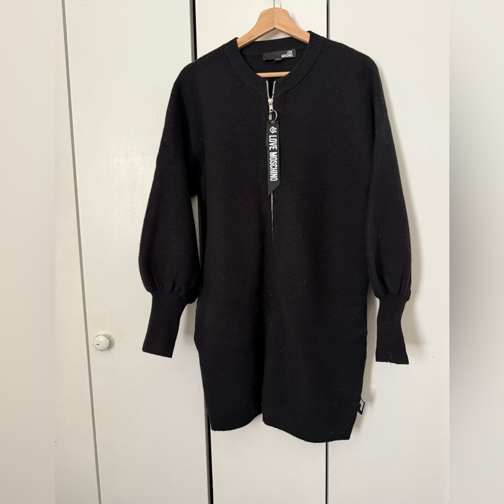 Moschino Black Zip-Up Sweater